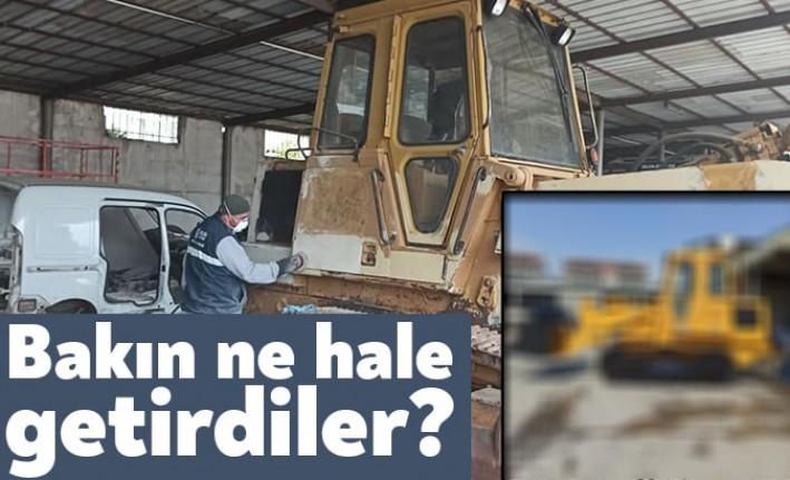 Gölcük Belediyesi Kademe İkmal Amirliği çalışanları, 1986 model Caterpillar marka