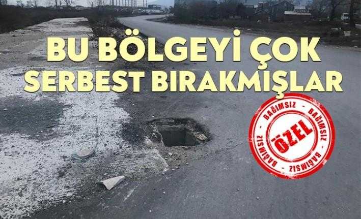 Başiskele’de bulunan Serbest Bölge yolunda büyük kazalara neden olacak derin