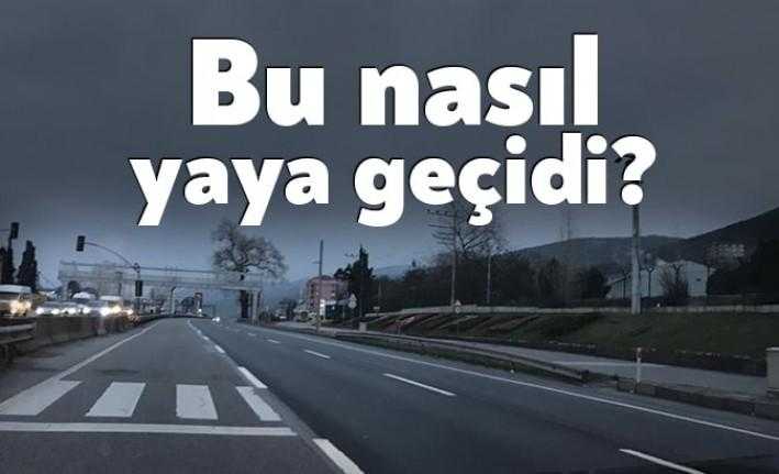 Körfez Yarımca çıkışındaki yaya geçidi, sürücüleri hayrete düşürüyor. Yolun yarısına