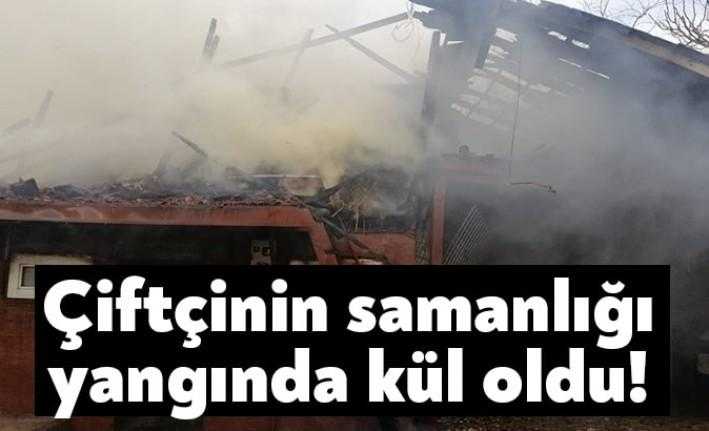 Kartepe Rahmiye Mahallesi'nde bir çiftçiye ait samanlık, çıkan yangın sonucu