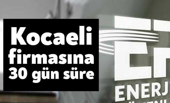 Enerji Piyasası Düzenleme Kurumu, hakkında soruşturma açılan Kocaelili firmaya, 30