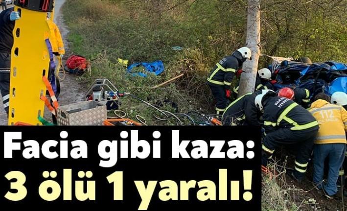 Başiskele Havuzlubahçe Mahallesinde kontrolden çıkarak elektrik direğine çarpan ve şarampole