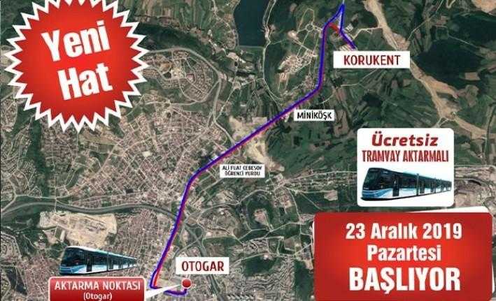 İzmit Çayırkent'te yer alan Koru Konutları ile Otogar arasında Hat