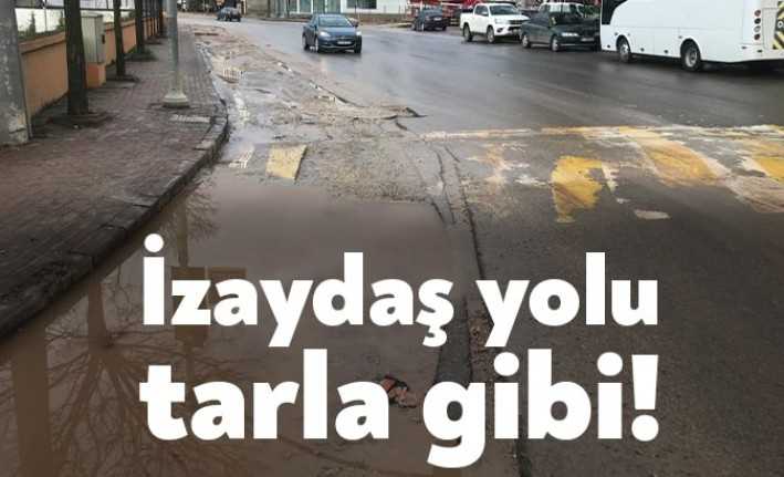 Kocaeli Büyükşehir Belediyesi’ne bağlı İZAYDAŞ’a giden yol görenleri şaşkına çeviriyor.