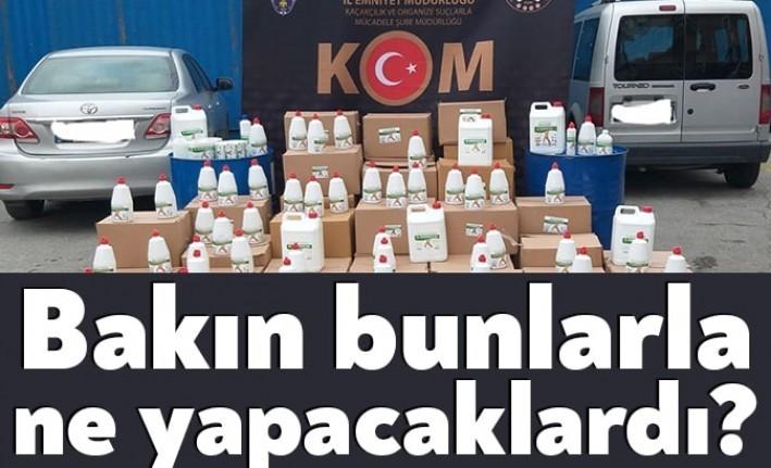 Kocaeli İl Emniyet Müdürlüğü ekipleri, kaçak dezenfetan yapımında kullanılan malzemeleri