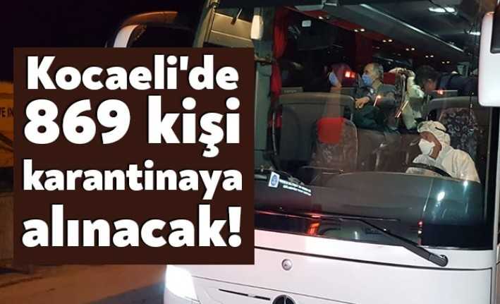 Kocaeli'de Kredi Yurtlar Kurumu'na iat yurtlarda toplam 869 vatandaşın karantinaya