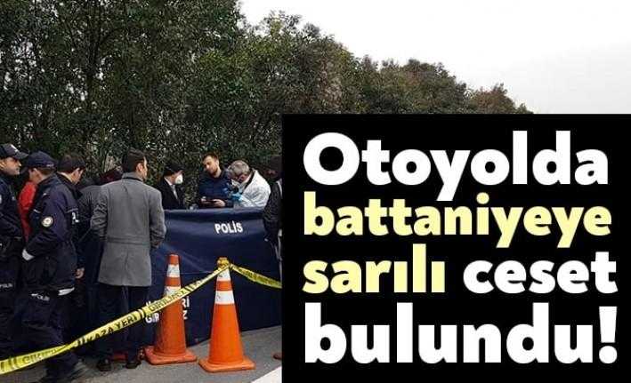 İzmit-İstanbul TEM Otoyolu'nda battaniyeye sarılı ceset bulundu. Polis ekipleri olayla