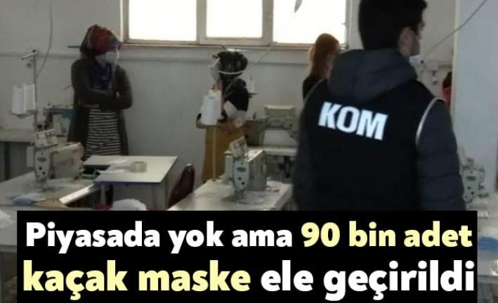Kocaeli Emniyet Müdürlüğü ekipleri tarafından izinsiz maske imalatı yapılan bir