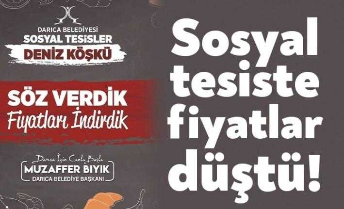 Darıca Belediyesi’nin ‘Deniz Köşkü’ sosyal tesislerinde fiyatlarda indirime gidildi. 10