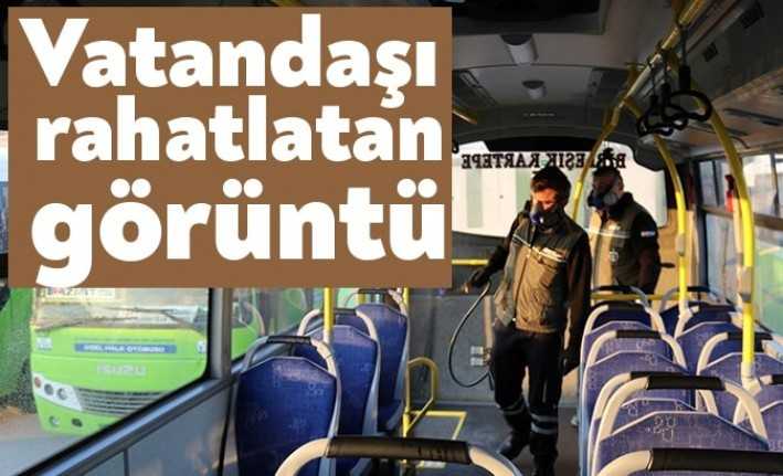 Kocaeli Büyükşehir Belediyesi’ne bağlı kooperatif otobüsleri, Corona Virüsü tedbirleri kapsamında