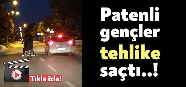 Kocaeli’nin İzmit ilçesinde dün akşam şaşırtan görüntüler yaşandı. Patenleriyle sokağa