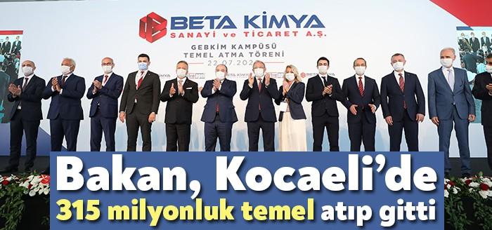 Sanayi ve Teknoloji Bakanı Mustafa Varank, bugün Kocaeli'nin Dilovası ilçesinde, 315