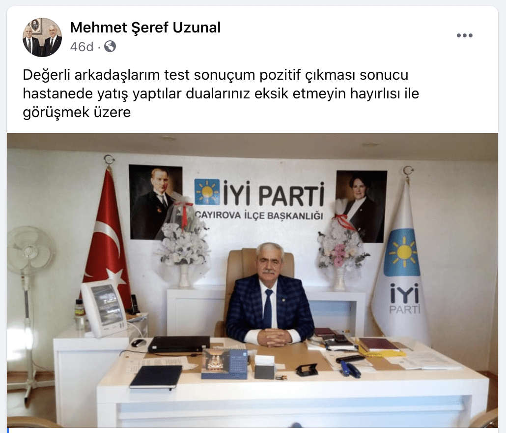 İyi Parti Çayirova İlçe Başkani Mehmet Şeref Uzunalin paylaşimi