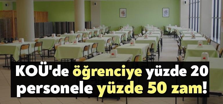 Kocaeli Üniversitesinde personelin ödeyeceği yemek fiyatına yüzde 50 zam yapıldı.