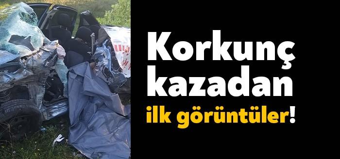 Kandıra-İzmit Yolu'nda kamyon ve otomobilin kafa kafaya çarpıştığı kazadan ilk