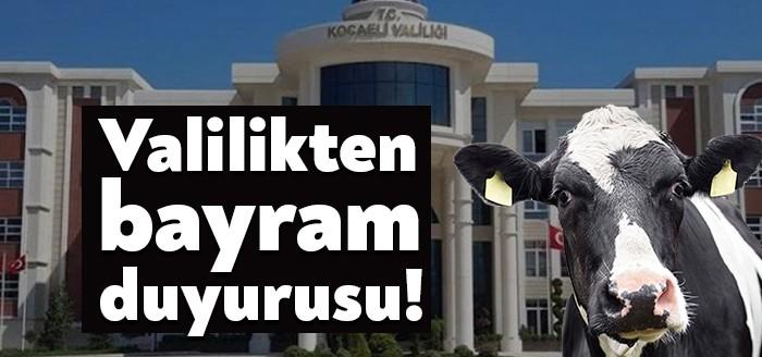 Kocaeli Valiliği Kurban Bayramı tedbirlerini içeren uzun bir duyuru yayınladı.