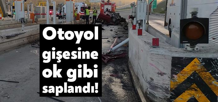 Dilovası Kuzey Marmara Otoyolu Mermerciler OSB gişelerinin beton bariyerine çarparak