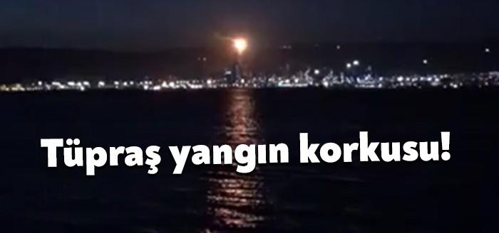 Tüpraş’ın Yarımca rafinerisinde bu akşam korkutan görüntüler yaşandı. Tüpraş yangın