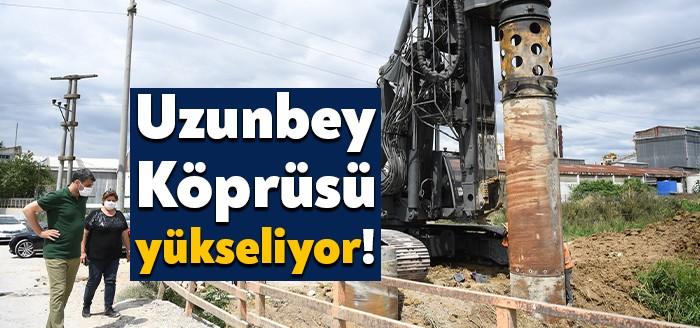Kartepe Uzunbey Mahallesi'nde inşaatına başlanan Uzunbey Köprüsü'nde kazıklar çakılıyor. Köprüde