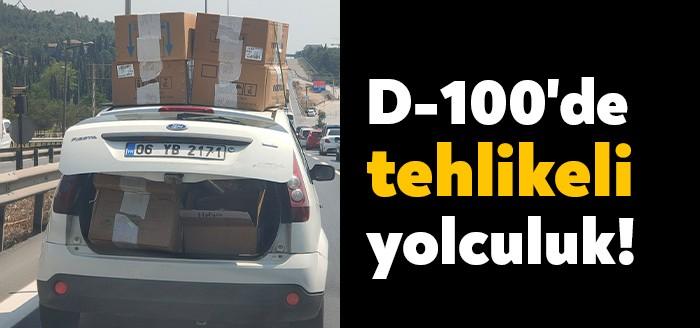 İzmit D-100 Karayolu'nda kendini bilmez bir vatandaş aracını tehlikeli bir