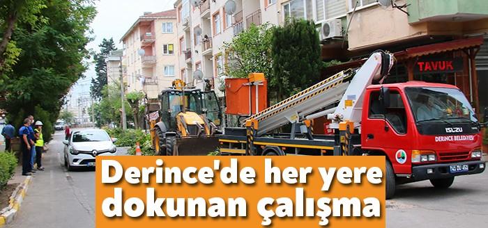 Derince Belediyesi ekipleri ilçedeki yeşil alanlar, parklar, ibadethaneler ve eğitim