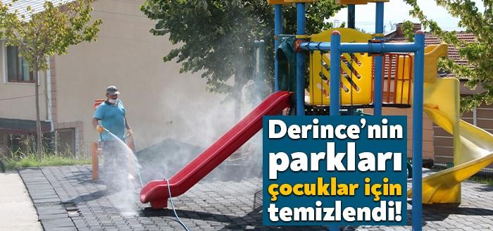 Derince Belediyesi ekipleri ilçe genelinde tüm oyun parklarını titiz bir