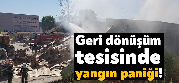 İzmit Sanayi Mahallesinde bulunan bir geri dönüşüm tesisinde çıkan yangın