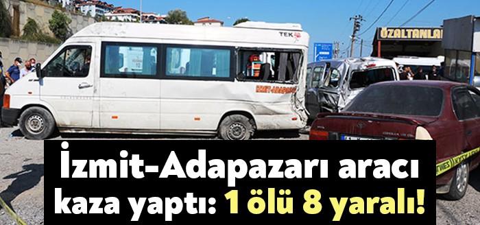 İzmit-Adapazarı arasında hizmet veren minibüs, sağ arka lastiği patlayınca savrulup,