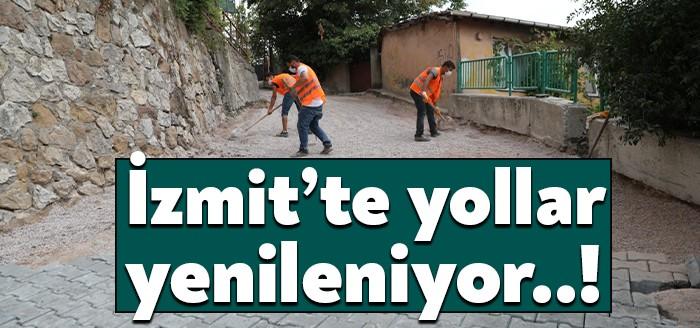 Kocaeli İzmit’in tüm yollarında üst yapı çalışmalarını sürdüren İzmit Belediyesi,
