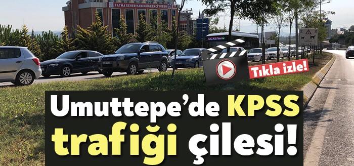 Kocaeli Üniversitesi Umuttepe Kampüsü yolu bugün KPSS'ye gireceklerin oluşturduğu trafik