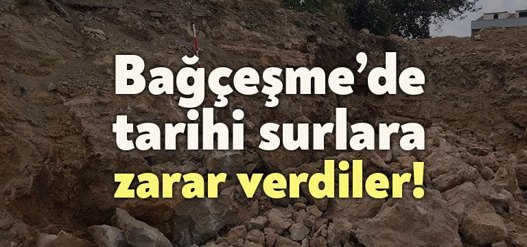 İzmit Bağçeşme’de yapımı devam eden inşaat alanında tarihi surların zarar