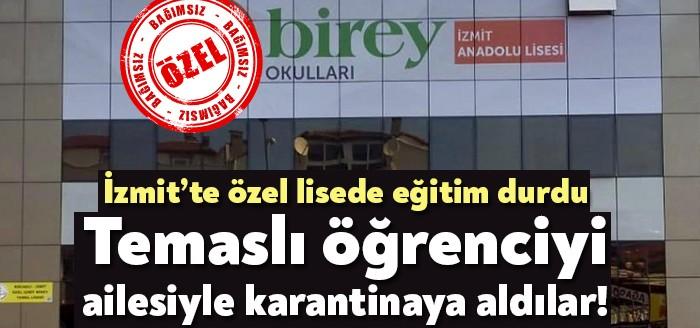 İzmit Birey Anadolu Lisesi’nde bir öğrencide Koronavirüs pozitif çıkması sonrasında
