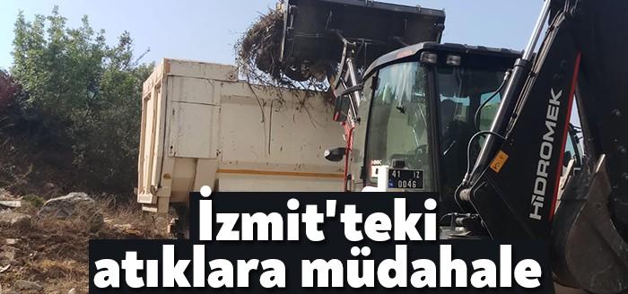 İzmit Belediyesi, Yenimahalle Ayaz Sokak’taki ağaçlık alana kaçak olarak dökülen