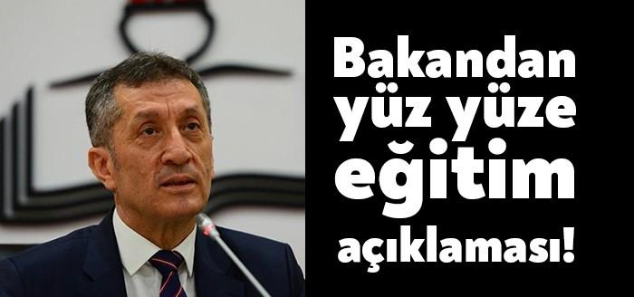 Milli Eğitim Bakanı Ziya Selçuk, yüz yüze eğitime katılımın yüzde
