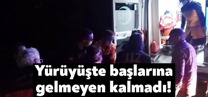 Derince ilçesi Dümbüldek Mesire alanında yürüyüşe çıkan ve kayalıklardan yuvarlanarak