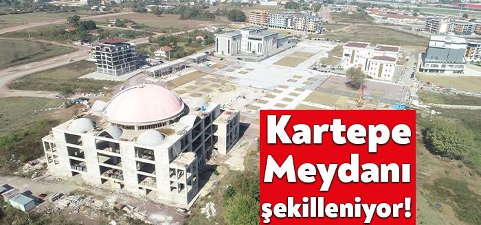 Kartepe’ye kazandırılan dev kent meydanı için ekipler yoğun bir mesai