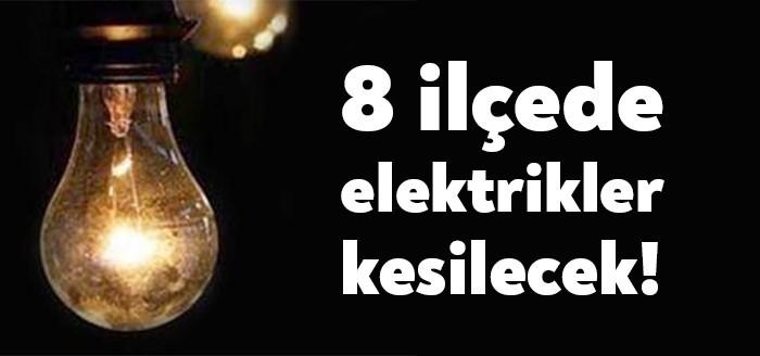Kocaeli'nin 8 ilçesinde bugün planlı elektrik kesintisi olacak.