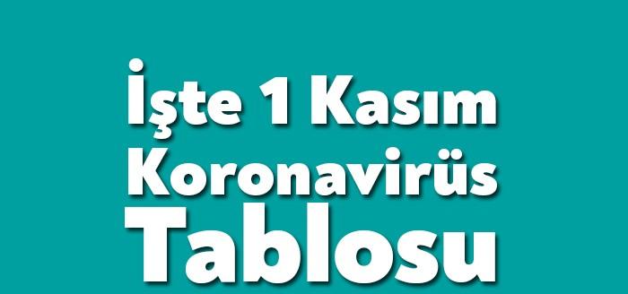 Sağlık Bakanı Fahrettin Koca, 1 Kasım Koronavirüs Tablosu'nu paylaştı. Son