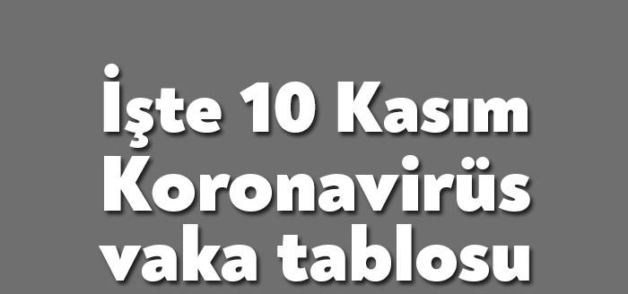 10 Kasım Koronavirüs Vaka Tablosu, Sağlık Bakanlığı tarafından paylaşıldı. Bugün tespit
