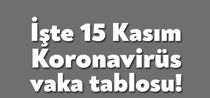 15 Kasım Koronavirüs vakaları Tablosu, Sağlık Bakanlığı tarafından paylaşıldı. Bugün