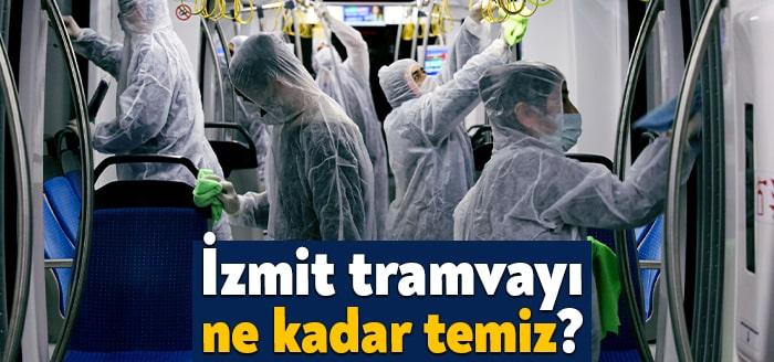 Hergün binlerce Kocaelili vatandaşın kullandığı Büyükşehir'in Akçaray Tramvayı, temizlik ordusu