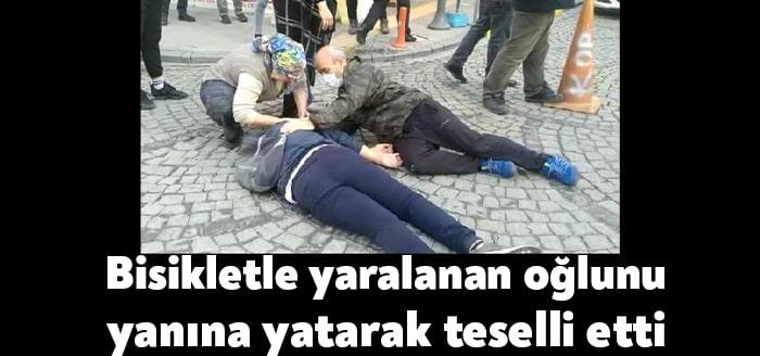 Kocaeli'nin Gölcük ilçesinde, bisikletleri çarpışıp yaralanan çocuklardan birini, babası ambulans