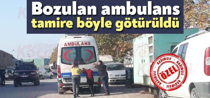 İzmit Seka Devlet Hastanesi ambulansı arıza yapınca çevredeki vatandaşlar tarafından