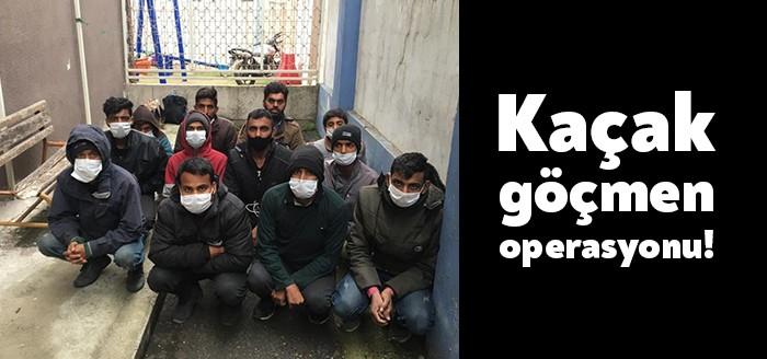 Kocaeli Emniyet Müdürlüğü ekipleri tarafından düzenlenen kaçak göçmen operasyonunda 14