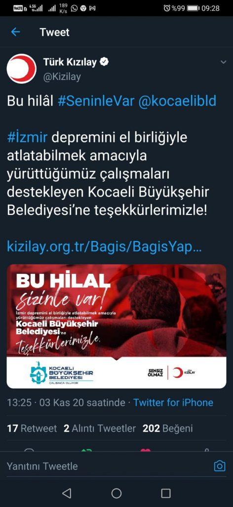 Turk Kizilayindan Buyuksehire tesekkur