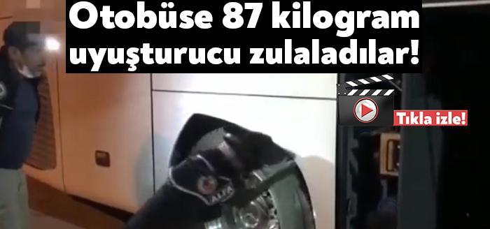 Kocaeli'de yapılan operasyonda yolcu otobüsüne zulalanmış paketler halinde 87 kilogram