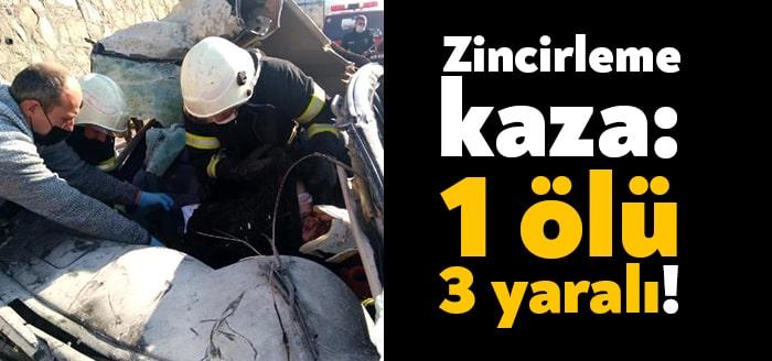 Kocaeli'nin Körfez ilçesi TEM Otoyolu'nda 2 otomobil ve kamyonetin karıştığı