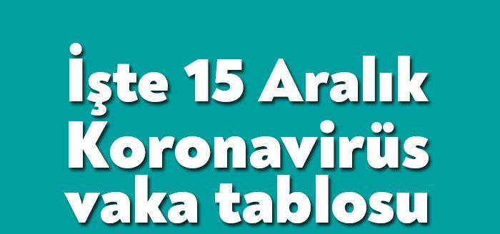 15 Aralık Koronavirüs Tablosu, vatandaşlar tarafından merak ediliyor. Sağlık Bakanlığı'nın