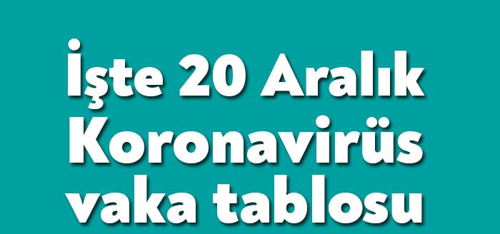 Sağlık Bakanlığı'nın 20 Aralık Korona Tablosu'na göre, 20 bin 316