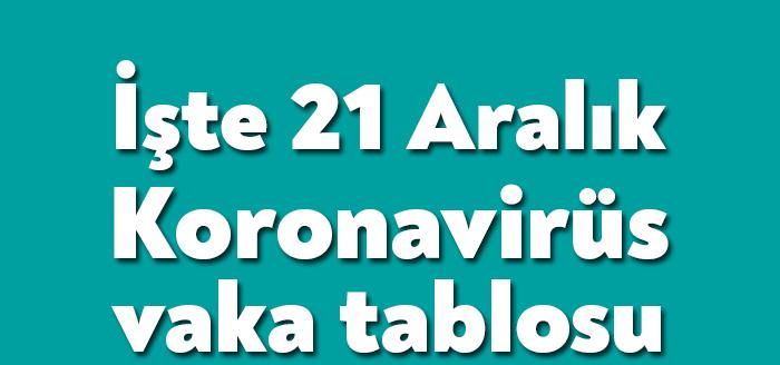 Sağlık Bakanlığı'nın 21 Aralık Koronavirüs Tablosu'na göre vaka sayılarında azalma